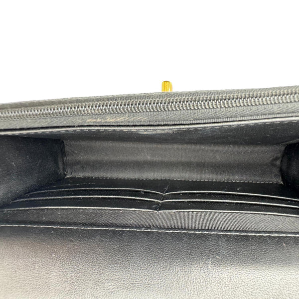 CHANEL Sweet Heart Flap Quilted Leather Wallet On Chain Crossbody Bag Black