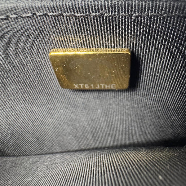 CHANEL Sweet Heart Flap Quilted Leather Wallet On Chain Crossbody Bag Black