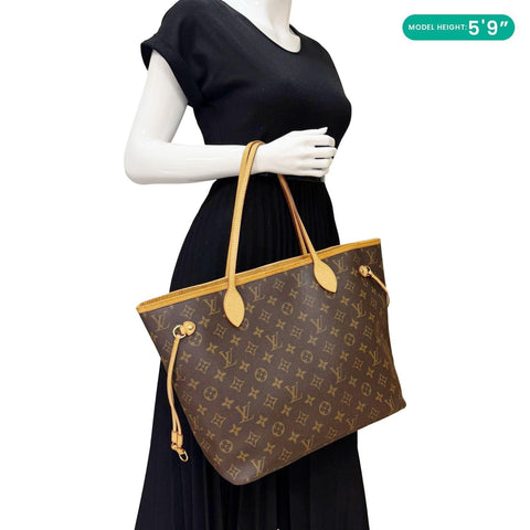 LOUIS VUITTON Neverfull MM Monogram Canvas Shoulder Bag Brown
