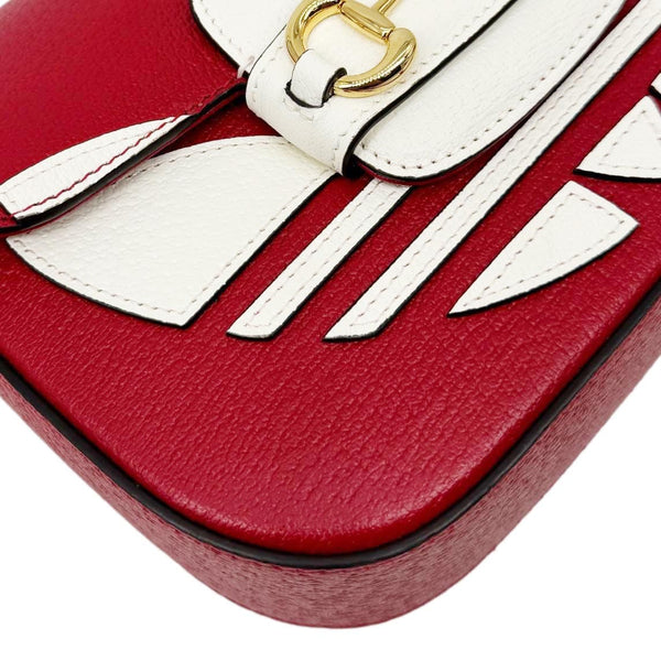 GUCCI X ADIDAS Horsebit 1955 Small Dollar Calfskin Leather Crossbody Bag Red 658374