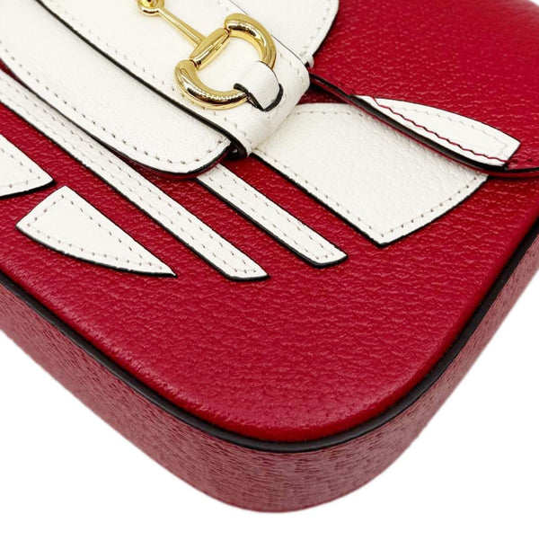 GUCCI X ADIDAS Horsebit 1955 Small Dollar Calfskin Leather Crossbody Bag Red 658374
