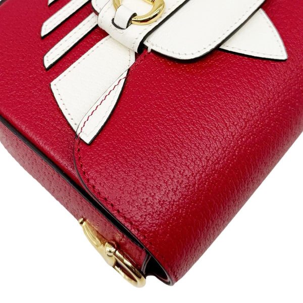 GUCCI X ADIDAS Horsebit 1955 Small Dollar Calfskin Leather Crossbody Bag Red 658374