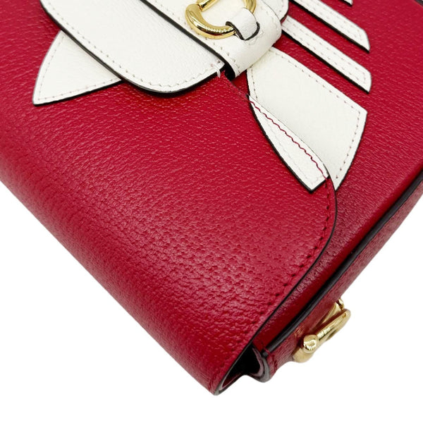 GUCCI X ADIDAS Horsebit 1955 Small Dollar Calfskin Leather Crossbody Bag Red 658374
