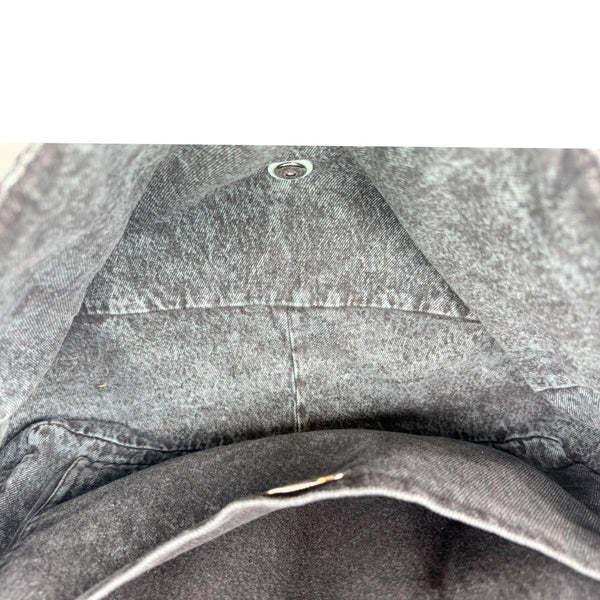 CHANEL Denimpression Flap XXL Distressed Denim Shoulder Bag Navy Blue