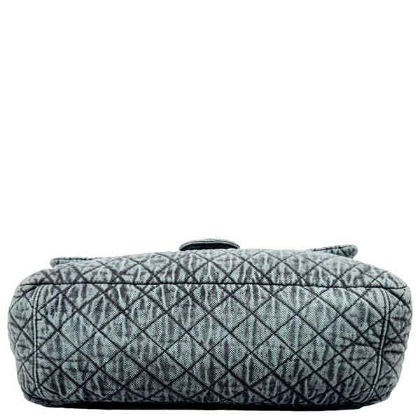 CHANEL Denimpression Flap XXL Distressed Denim Shoulder Bag Navy Blue