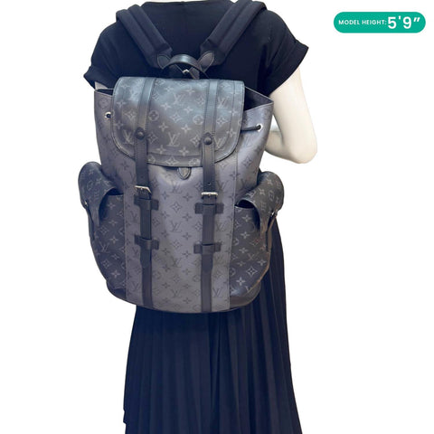 LOUIS VUITTON Christopher MM Reverse Monogram Eclipse Canvas Backpack Black