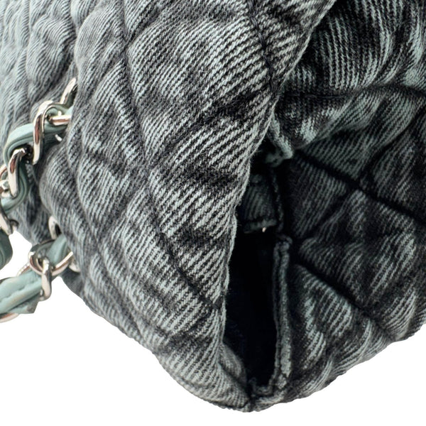 CHANEL Denimpression Flap XXL Distressed Denim Shoulder Bag Navy Blue