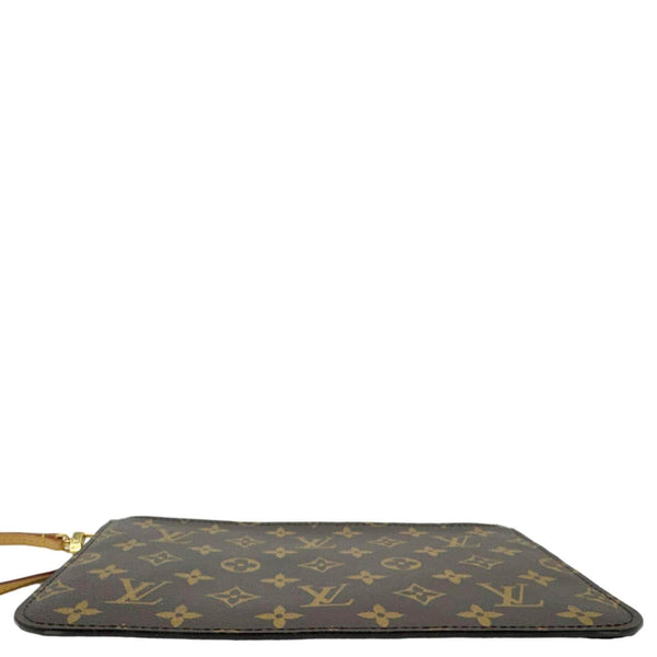 LOUIS VUITTON Neverfull Monogram Canvas Pochette Wristlet Brown