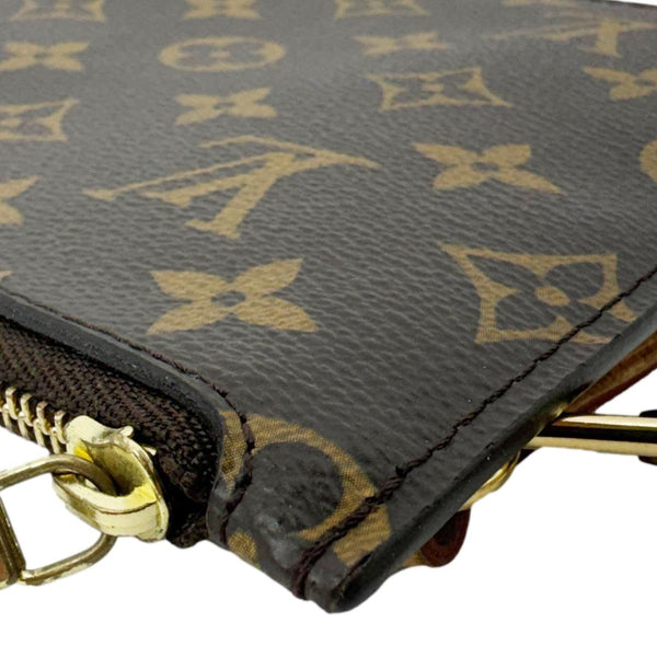 LOUIS VUITTON Neverfull Monogram Canvas Pochette Wristlet Brown