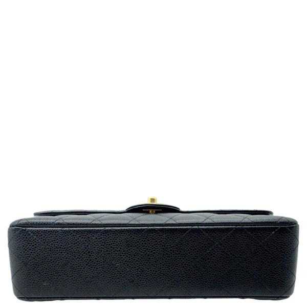 CHANEL Classic Double Flap Medium Quilted Caviar Leather Shoulder Bag Black