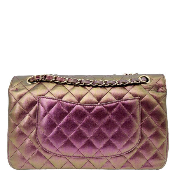 CHANEL Classic Double Flap Medium Quilted Iridescent Leather Shoulder Bag Multicolor
