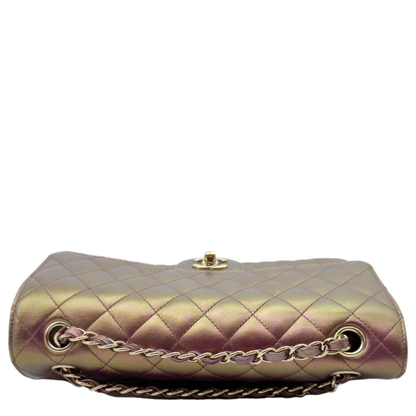 CHANEL Classic Double Flap Medium Quilted Iridescent Leather Shoulder Bag Multicolor