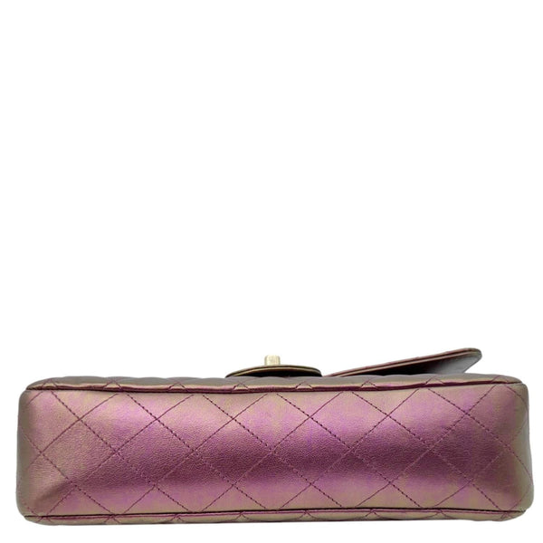 CHANEL Classic Double Flap Medium Quilted Iridescent Leather Shoulder Bag Multicolor