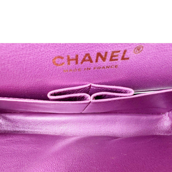 CHANEL Classic Double Flap Medium Quilted Iridescent Leather Shoulder Bag Multicolor