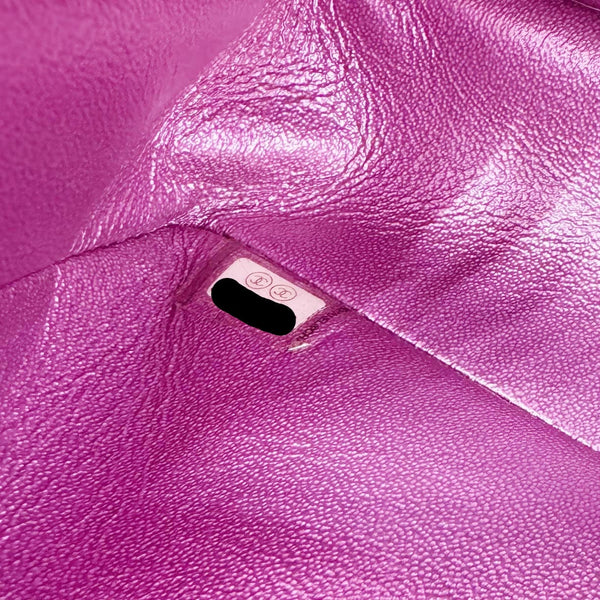 CHANEL Classic Double Flap Medium Quilted Iridescent Leather Shoulder Bag Multicolor