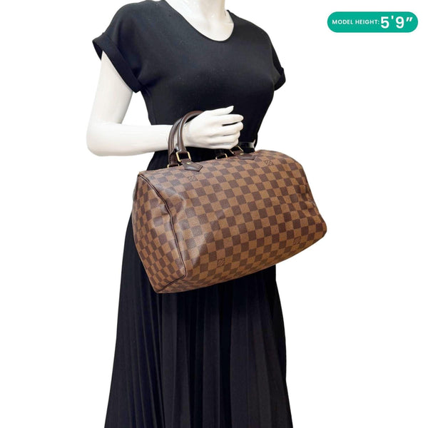 LOUIS VUITTON Speedy 30 Damier Ebene Satchel Bag Brown