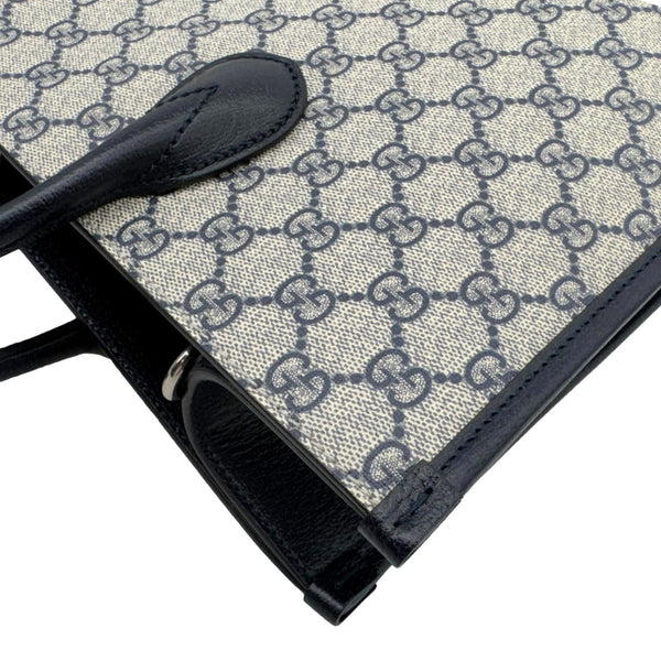 GUCCI Interlocking G Medium GG Supreme Canvas Tote Bag Navy Blue 674148