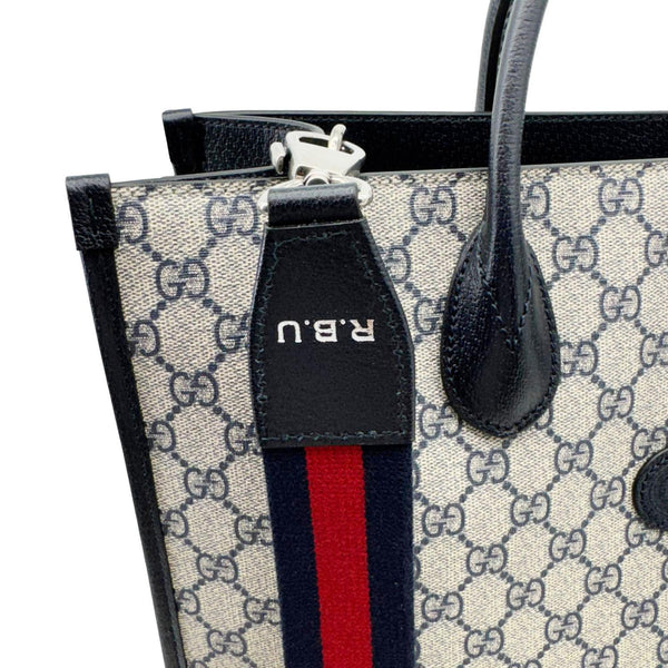 GUCCI Interlocking G Medium GG Supreme Canvas Tote Bag Navy Blue 674148
