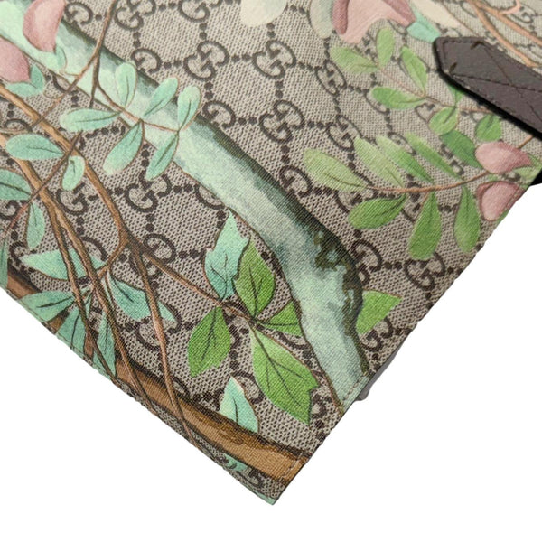 GUCCI Tian Print GG Supreme Canvas Tote Bag Beige 427015