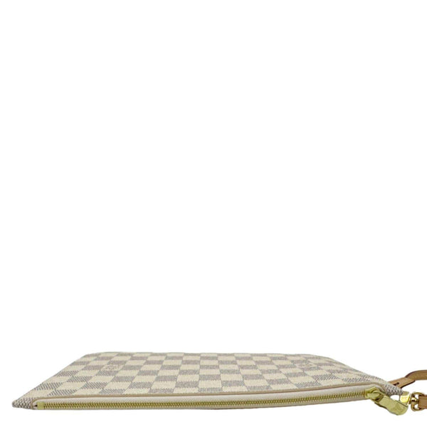 LOUIS VUITTON Neverfull Damier Azur Pochette Wristlet White