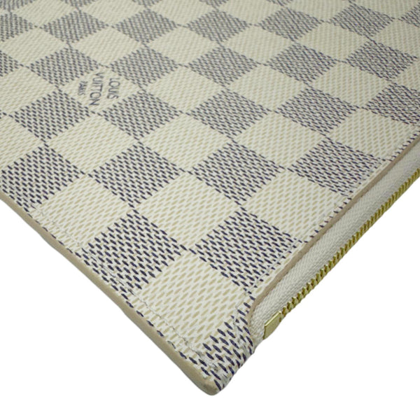 LOUIS VUITTON Neverfull Damier Azur Pochette Wristlet White