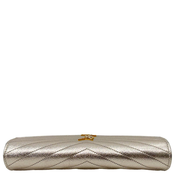 YVES SAINT LAURENT Cassandre Metallic Grain De Poudre Leather Shoulder Bag Silver