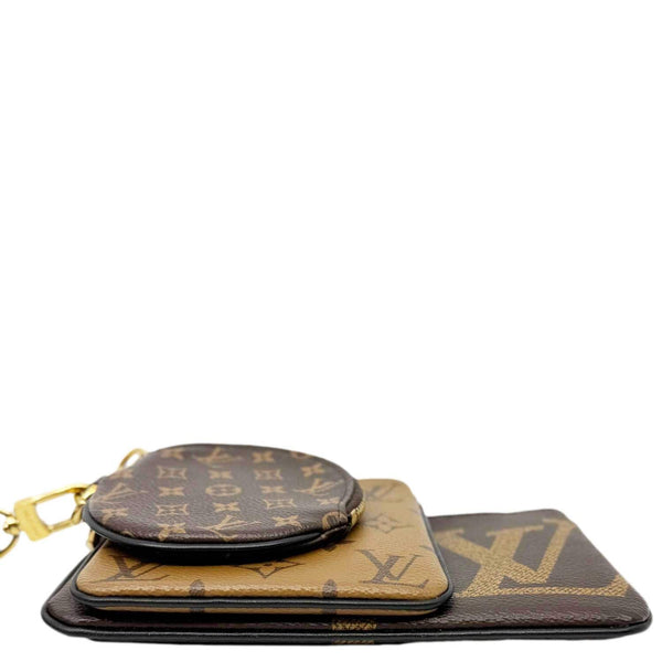 LOUIS VUITTON Monogram Reverse Canvas Trio Pouch Bag Brown