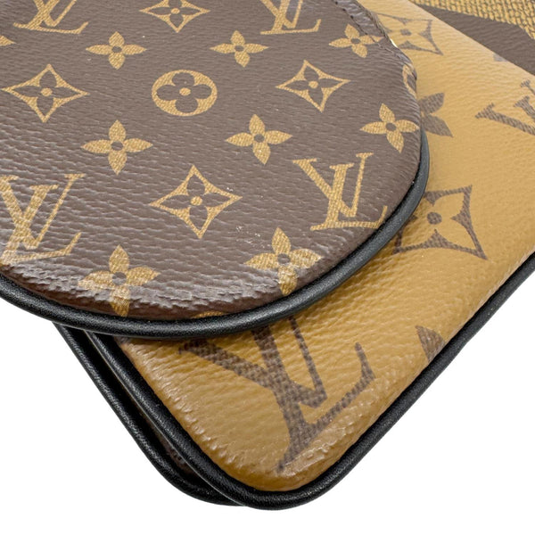 LOUIS VUITTON Monogram Reverse Canvas Trio Pouch Bag Brown