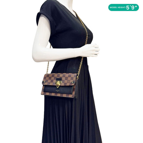 LOUIS VUITTON Vavin PM Damier Ebene Chain Crossbody Bag Black
