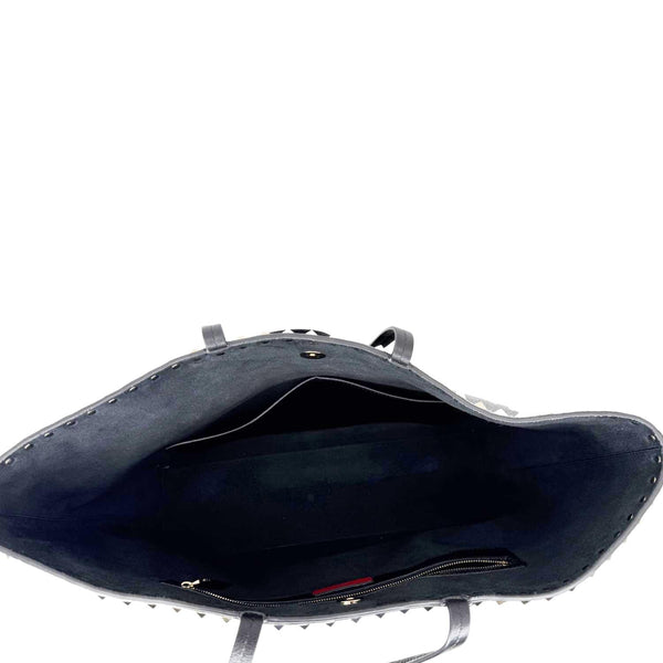 VALENTINO Garavani Rockstud Leather Shopper Tote Bag Black