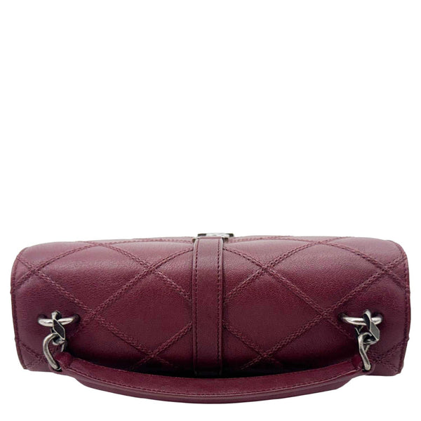 YVES SAINT LAURENT College Medium Diamond Quilted Leather Crossbody Bag Bordeaux