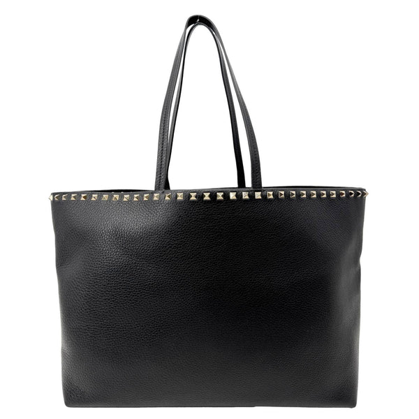 VALENTINO Garavani Rockstud Leather Shopper Tote Bag Black