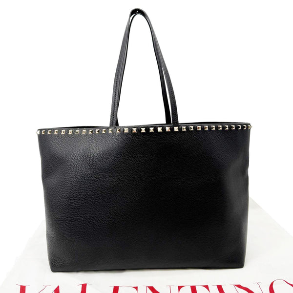 VALENTINO Garavani Rockstud Leather Shopper Tote Bag Black