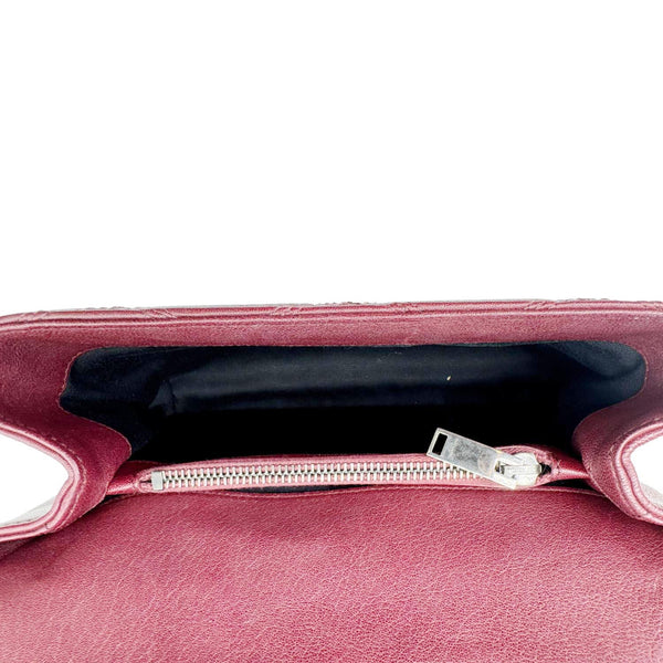 YVES SAINT LAURENT College Medium Diamond Quilted Leather Crossbody Bag Bordeaux