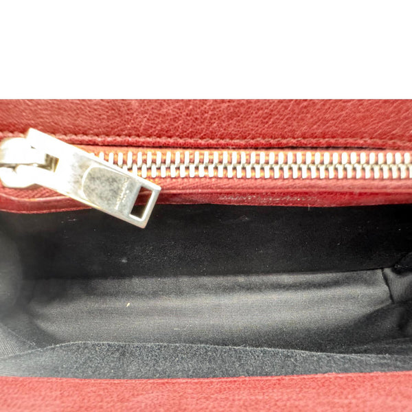 YVES SAINT LAURENT College Medium Diamond Quilted Leather Crossbody Bag Bordeaux