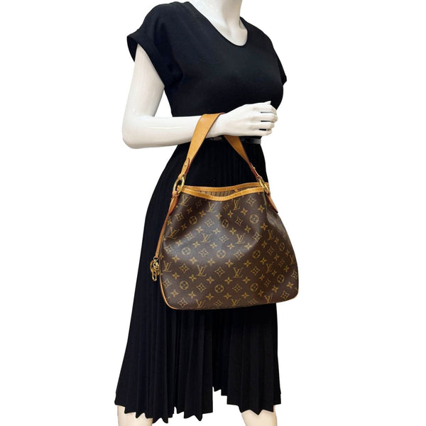 LOUIS VUITTON Delightful MM NM Brown Damier Ebene Hobo Shoulder Bag - Model Holding