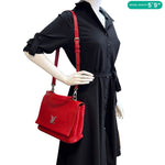LOUIS VUITTON Lockme II Leather Top Handle Shoulder Bag Red