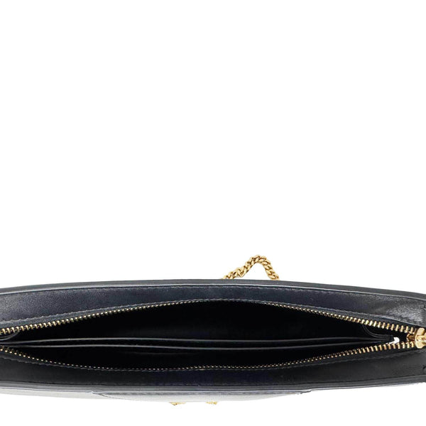 VERSACE Virtus Zip Small Leather Chain Shoulder Bag Black