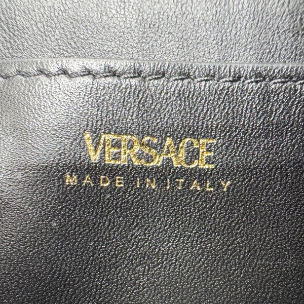 VERSACE Virtus Zip Small Leather Chain Shoulder Bag Black