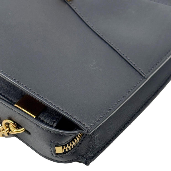 VERSACE Virtus Zip Small Leather Chain Shoulder Bag Black