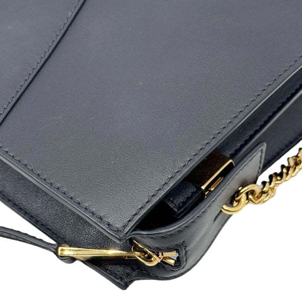 VERSACE Virtus Zip Small Leather Chain Shoulder Bag Black