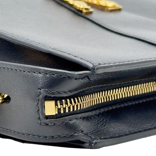 VERSACE Virtus Zip Small Leather Chain Shoulder Bag Black