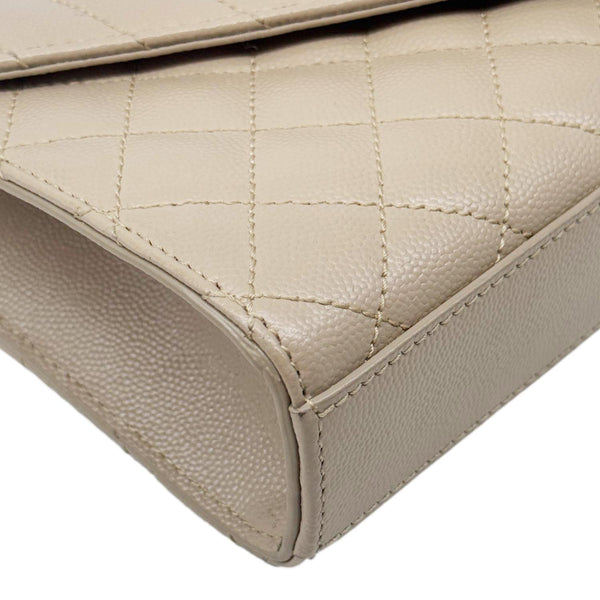 YVES SAINT LAURENT Envelope Monogram Mix Matelasse Leather Wallet on Chain Beige