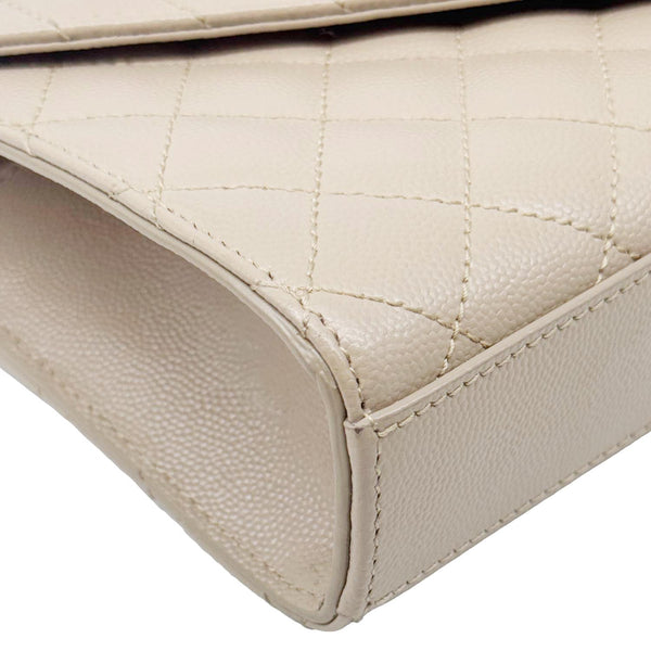 YVES SAINT LAURENT Envelope Monogram Mix Matelasse Leather Wallet on Chain Beige