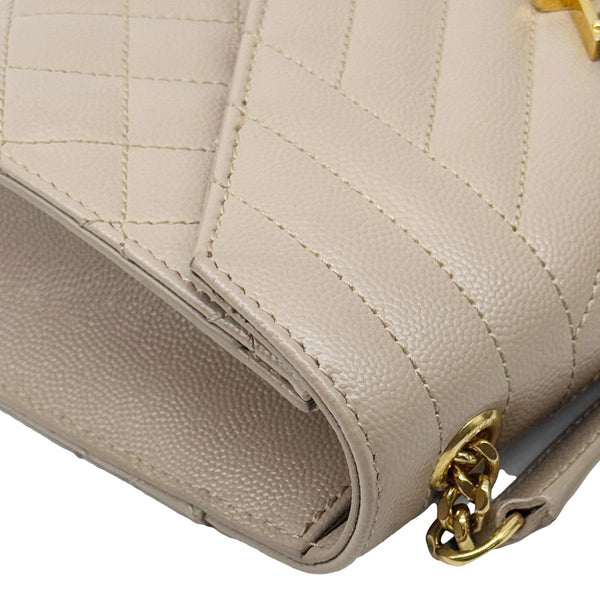 YVES SAINT LAURENT Envelope Monogram Mix Matelasse Leather Wallet on Chain Beige