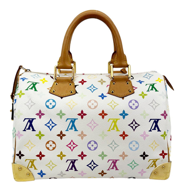 LOUIS VUITTON Speedy 30 Monogram Multicolor Canvas Satchel Bag White