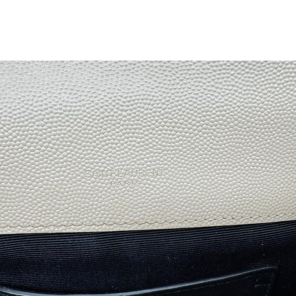 YVES SAINT LAURENT Envelope Monogram Mix Matelasse Leather Wallet on Chain Beige