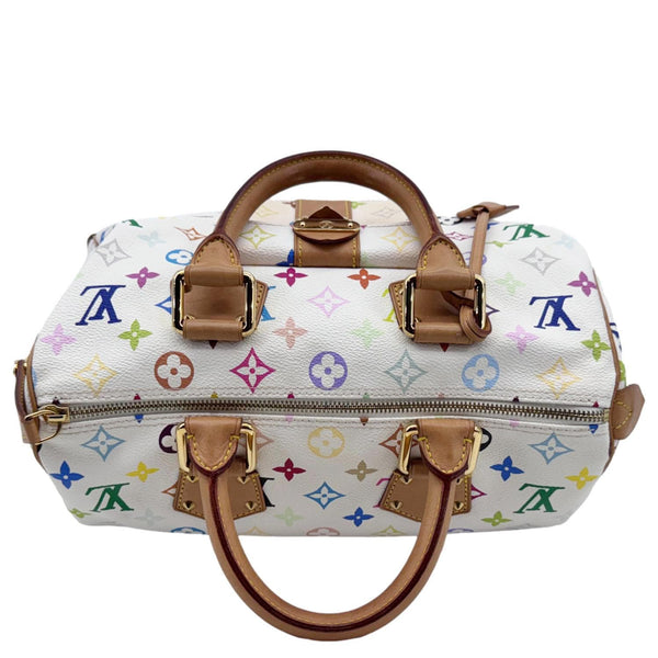 LOUIS VUITTON Speedy 30 Monogram Multicolor Canvas Satchel Bag White