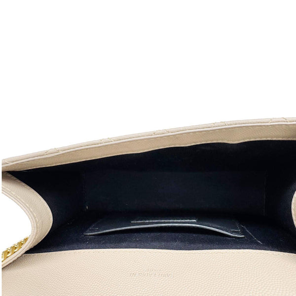 YVES SAINT LAURENT Envelope Monogram Mix Matelasse Leather Wallet on Chain Beige