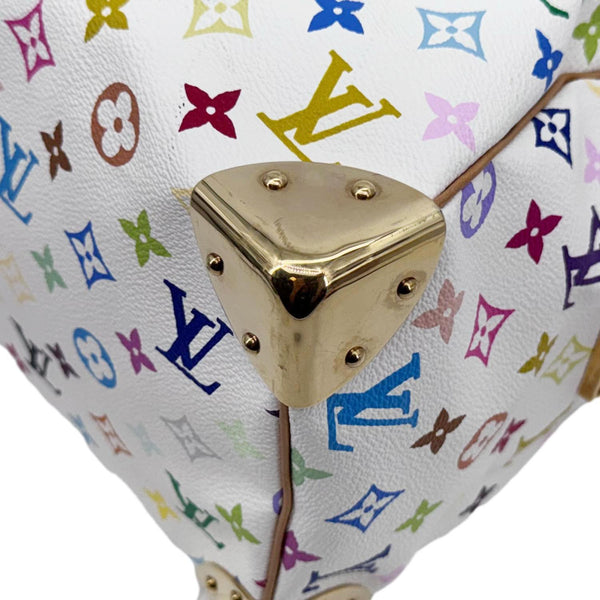 LOUIS VUITTON Speedy 30 Monogram Multicolor Canvas Satchel Bag White